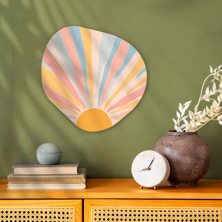 Illustratie - Zon - Pastelkleuren Wandcirkel Organisch Forex 3mm klein -sfeer2