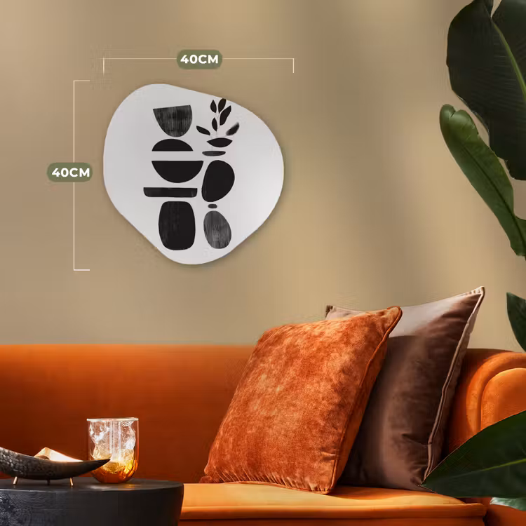 Japandi - Zwart - Abstract Wandcirkel Organisch Forex 3mm klein -sfeer3