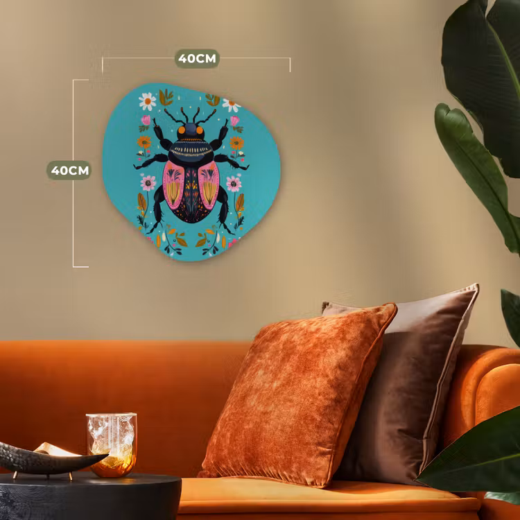 Kever - Bloemmotieven - Turquoise - Bladeren Wandcirkel Organisch Forex 3mm klein -sfeer3
