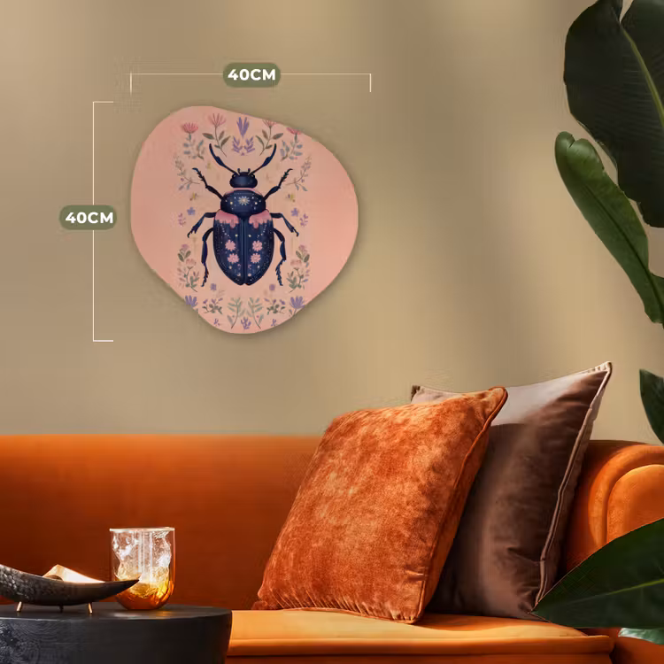 Kever - Donkerblauw - Bloemen - Sierlijk Wandcirkel Organisch Forex 3mm klein -sfeer3