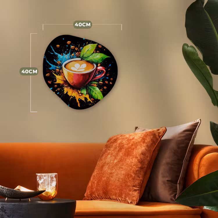 Koffie - Graffiti - Drinken - Abstract Wandcirkel Organisch Forex 3mm klein -sfeer3