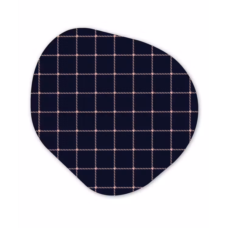 Plaid - Patroon - Blauw - Roze Wandcirkel Organisch Forex 3mm klein 629 -3d
