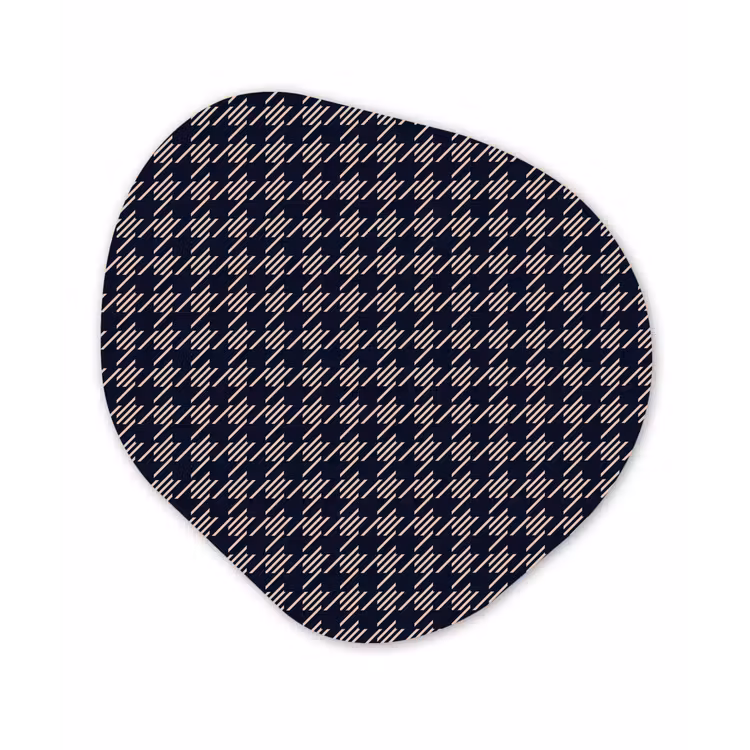 Plaid - Patroon - Ruit - Blauw Wandcirkel Organisch Forex 3mm klein 629 -3d