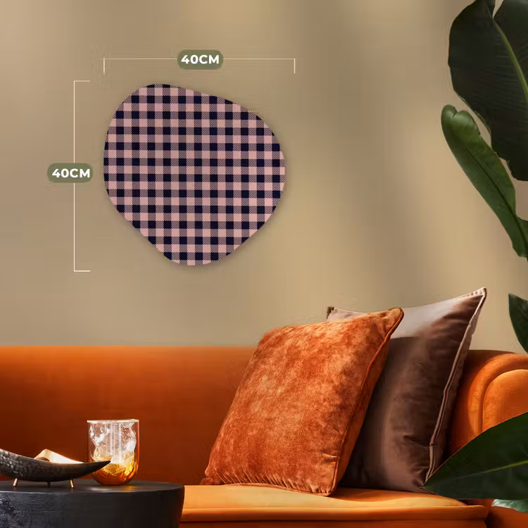Plaid - Patroon - Roze - Zwart Wandcirkel Organisch Forex 3mm klein 629 -sfeer3