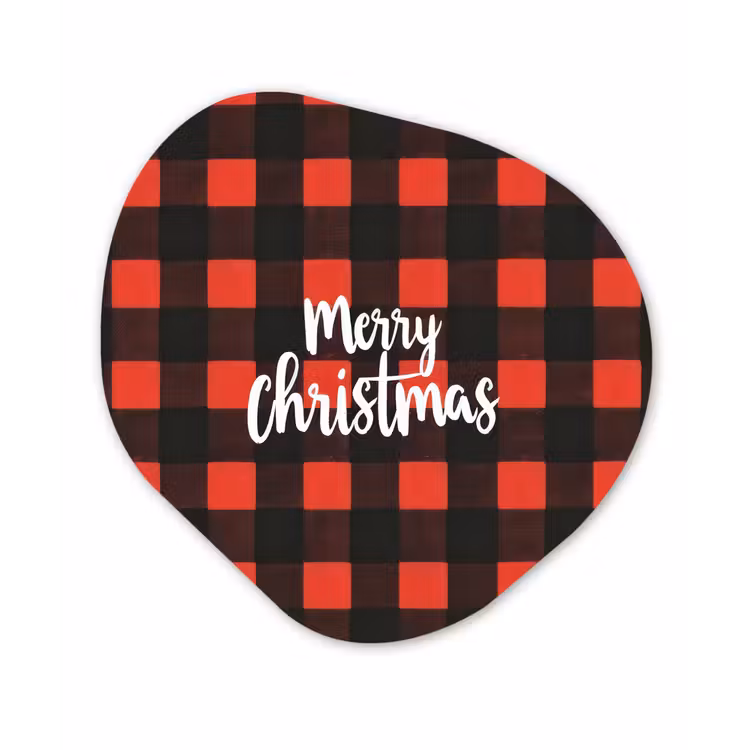 Geruit - Rood - Tekst - Christmas Wandcirkel Organisch Forex 3mm klein -3d