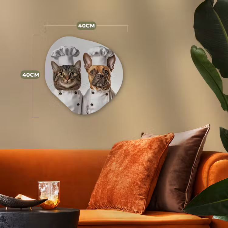 Kat - Hond - Kokskleding Wandcirkel Organisch Forex 3mm klein -sfeer3