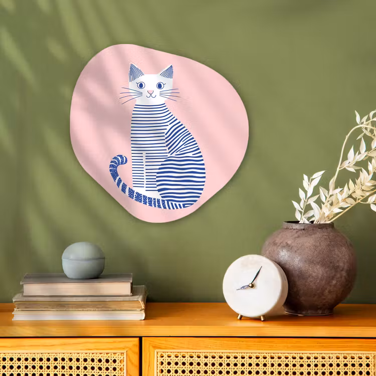 Kat - Illustratie - Minimalistisch - Roze Wandcirkel Organisch Forex 3mm klein -sfeer2