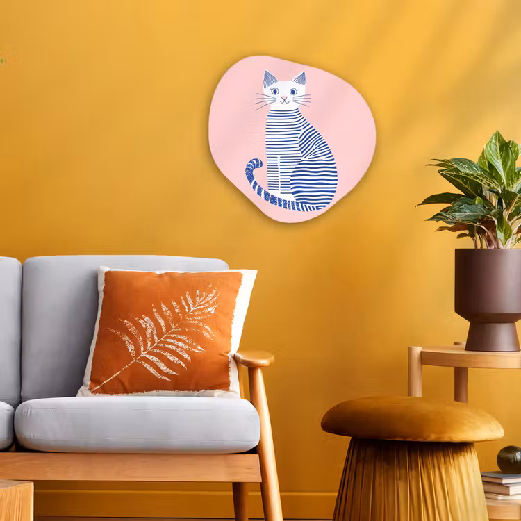 Kat - Illustratie - Minimalistisch - Roze Wandcirkel Organisch Forex 3mm klein -sfeer4