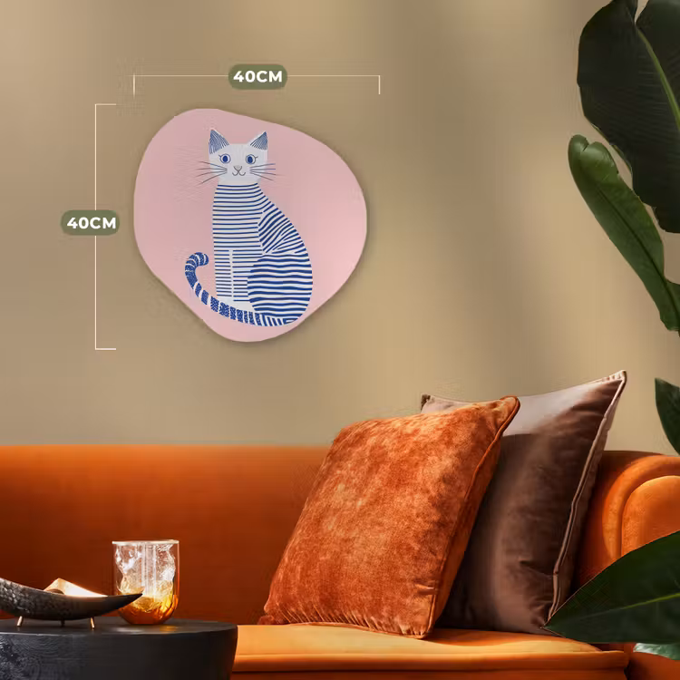 Kat - Illustratie - Minimalistisch - Roze Wandcirkel Organisch Forex 3mm klein -sfeer3