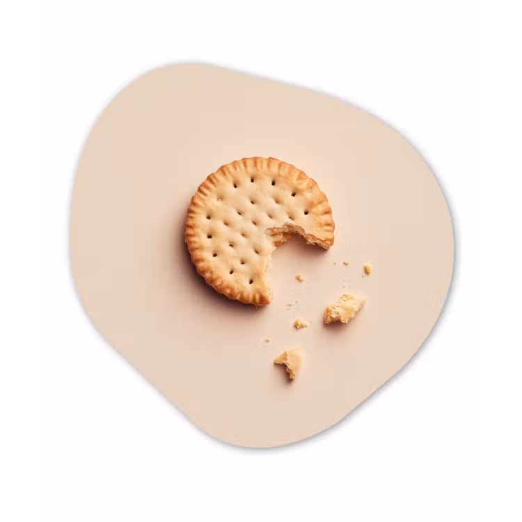 Koekje - Kruimels - beige Wandcirkel Organisch Forex 3mm klein -3d