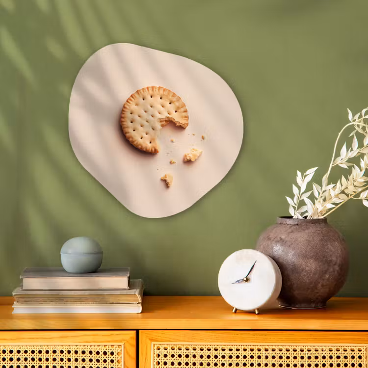Koekje - Kruimels - beige Wandcirkel Organisch Forex 3mm klein -sfeer2
