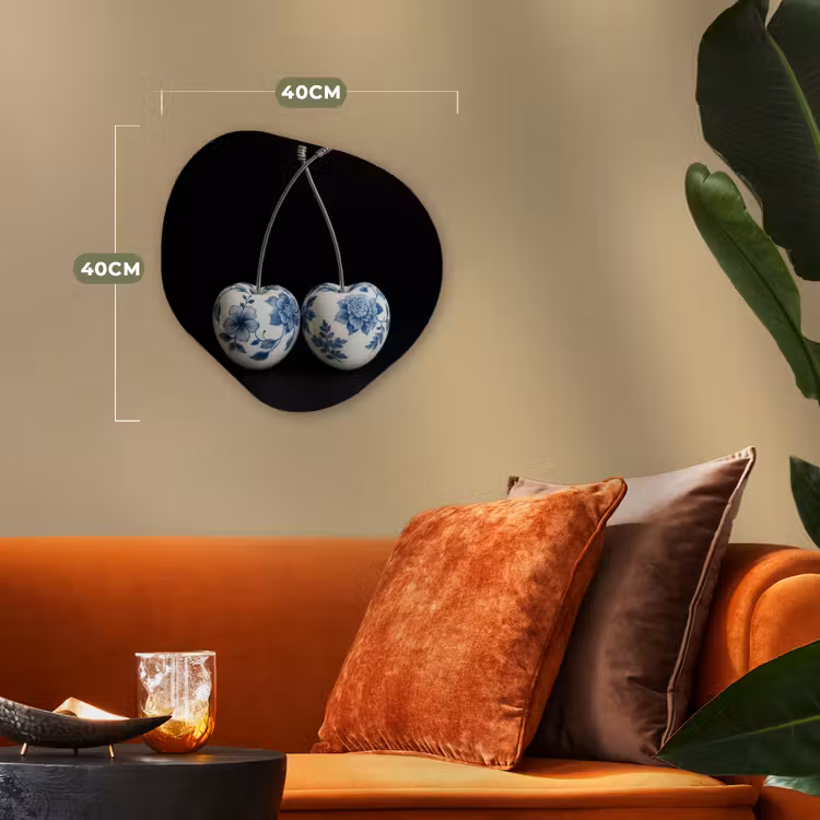 Kersen - Delfts blauw - Fruit Wandcirkel Organisch Forex 3mm klein -sfeer3