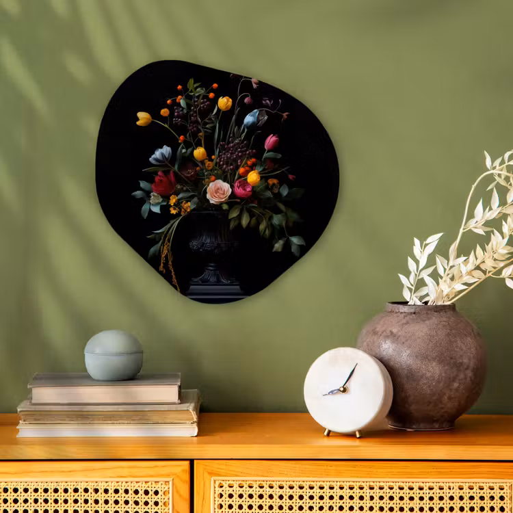 Klassiek - Vaas - Boeket - Bloemen Wandcirkel Organisch Forex 3mm klein -sfeer2