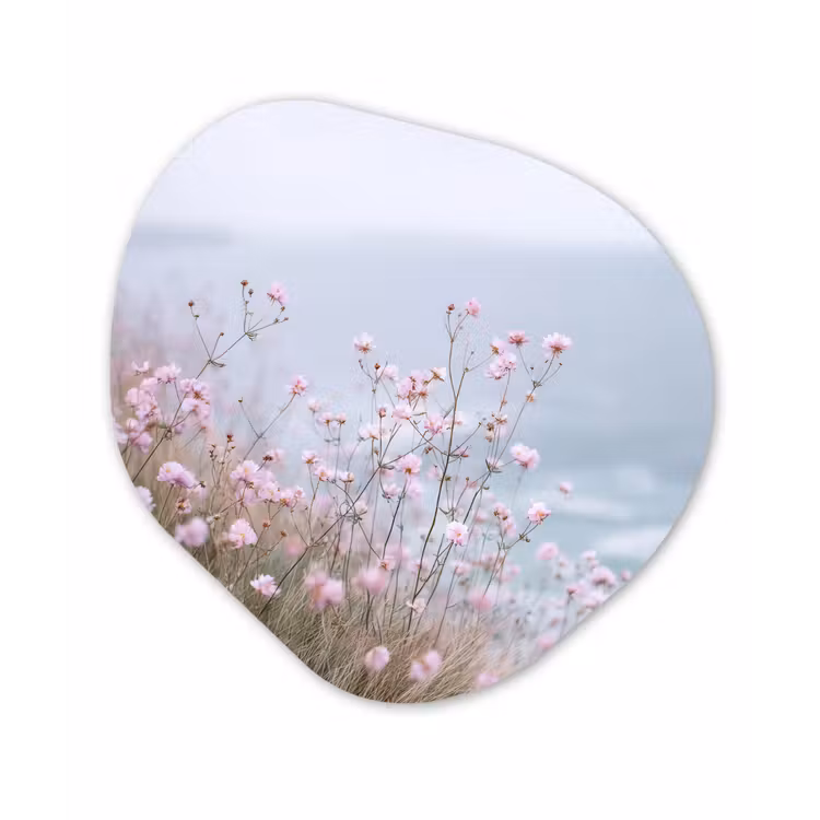 Klif - Bloemen - Zee - Roze Wandcirkel Organisch Forex 3mm klein -3d