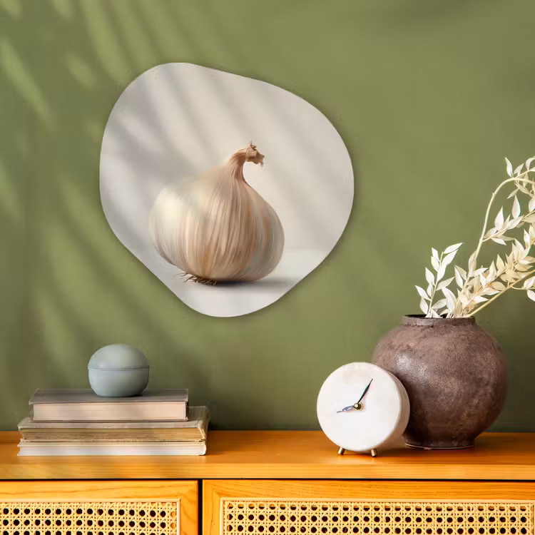 Knoflook - Natuurlijk - Beige Wandcirkel Organisch Forex 3mm klein -sfeer2