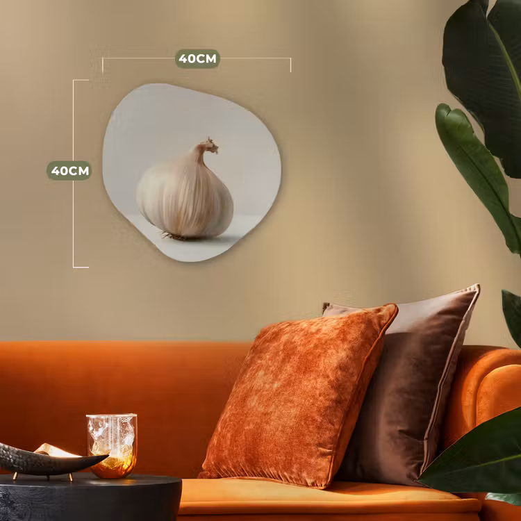 Knoflook - Natuurlijk - Beige Wandcirkel Organisch Forex 3mm klein -sfeer3