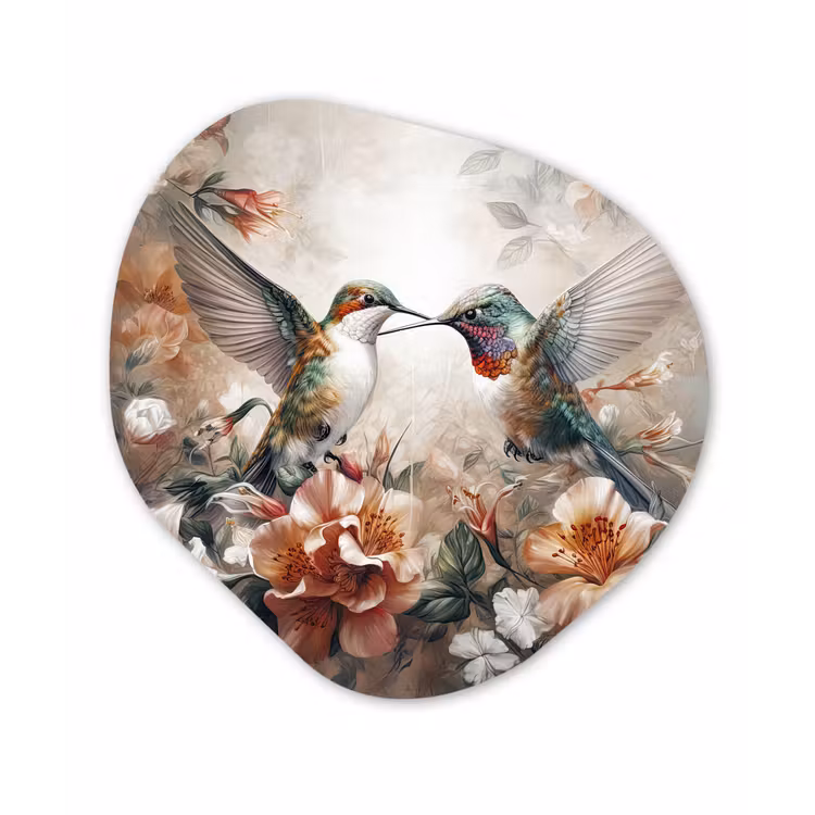 Kolibrie - Vogels - Bloemen - Natuur Wandcirkel Organisch Forex 3mm klein -3d