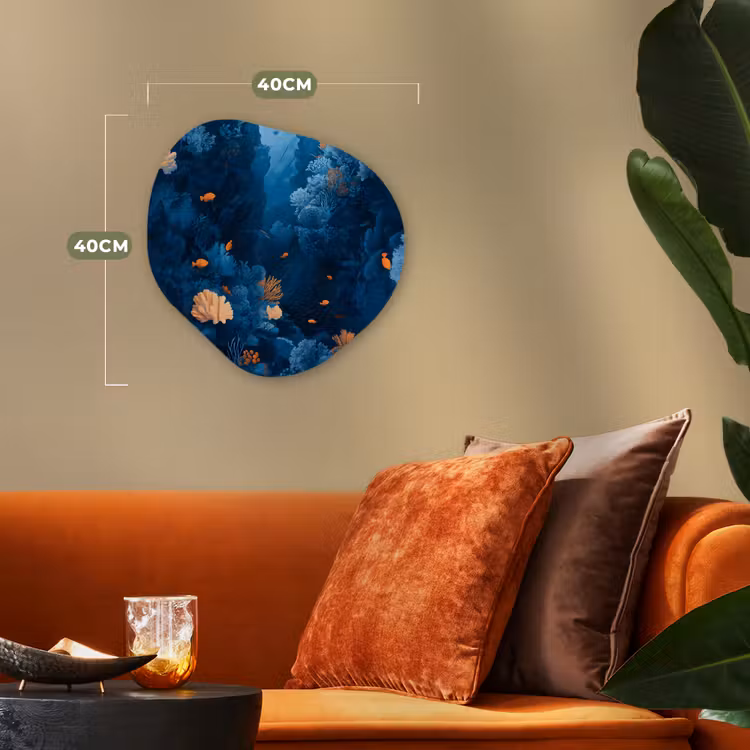 Koraalrif - Vissen - Oceaan - Blauw Wandcirkel Organisch Forex 3mm klein -sfeer3