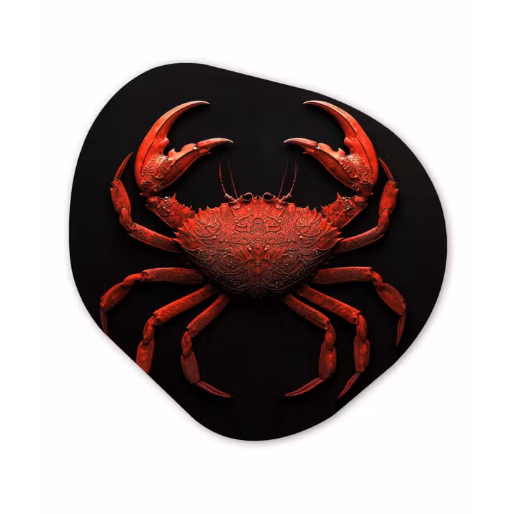 Krab - Rood - Vissen - Schaaldieren Wandcirkel Organisch Forex 3mm klein -3d