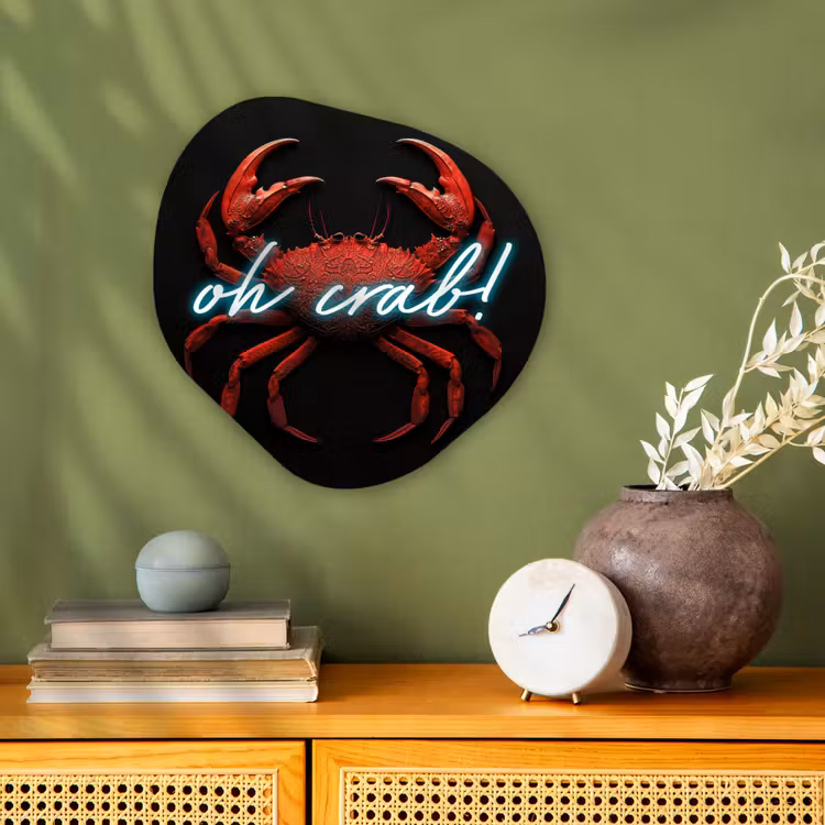 Krab - Rood - Neon - Quote Wandcirkel Organisch Forex 3mm klein -sfeer2