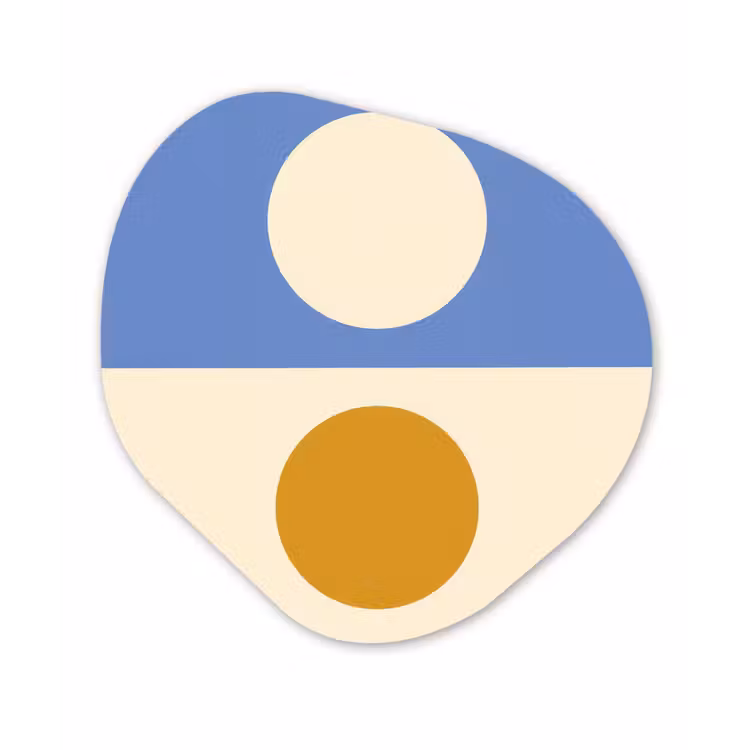 Cirkels - Symmetrisch - Wit - Blauw- Geel Wandcirkel Organisch Forex 3mm klein -3d