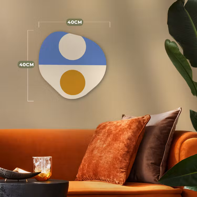 Cirkels - Symmetrisch - Wit - Blauw- Geel Wandcirkel Organisch Forex 3mm klein -sfeer3