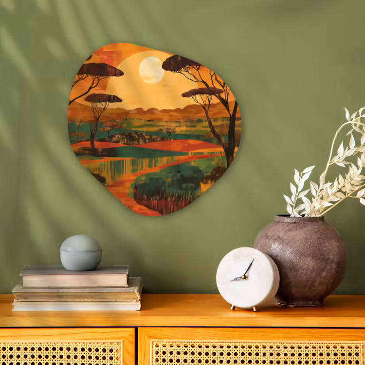 Landschap - Afrikaans - Zon Wandcirkel Organisch Forex 3mm klein -sfeer2