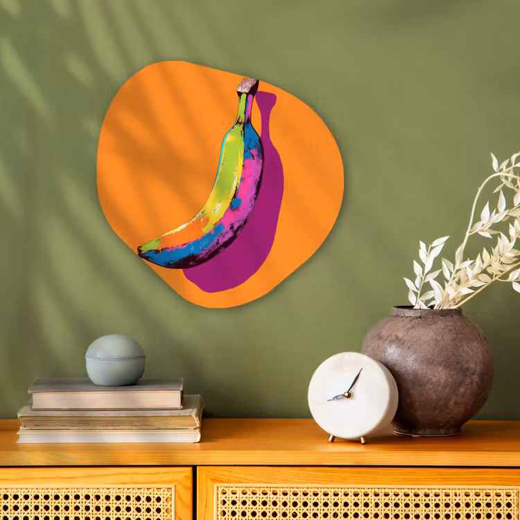 Felle kleuren - Banaan - popart Wandcirkel Organisch Forex 3mm klein -sfeer2