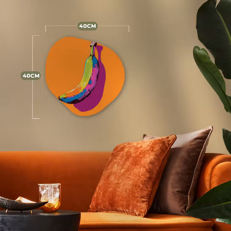 Felle kleuren - Banaan - popart Wandcirkel Organisch Forex 3mm klein -sfeer3