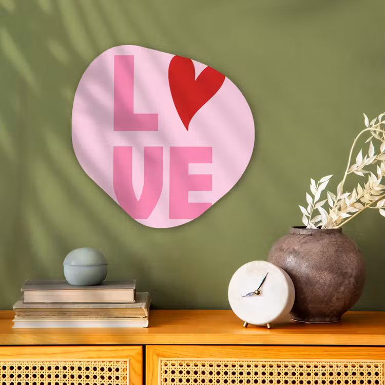 Love - Roze - Hart - Valentijn Wandcirkel Organisch Forex 3mm klein -sfeer2