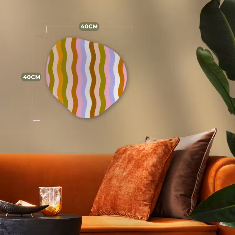 lijnen - Golven - Pastelkleuren - Patroon Wandcirkel Organisch Forex 3mm klein -sfeer3