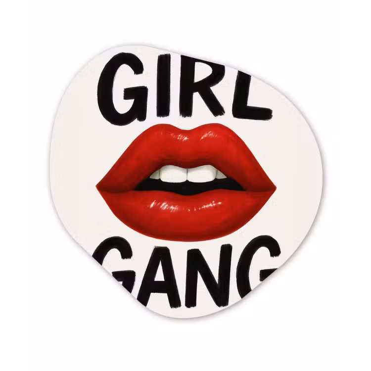 Lip - Girl - Rood - Letters Wandcirkel Organisch Forex 3mm klein -3d
