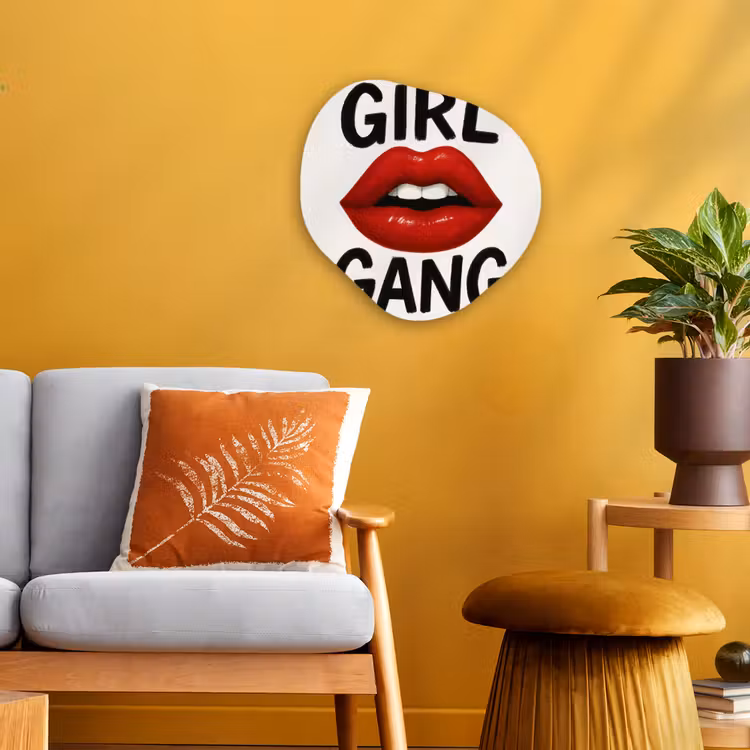 Lip - Girl - Rood - Letters Wandcirkel Organisch Forex 3mm klein -sfeer4