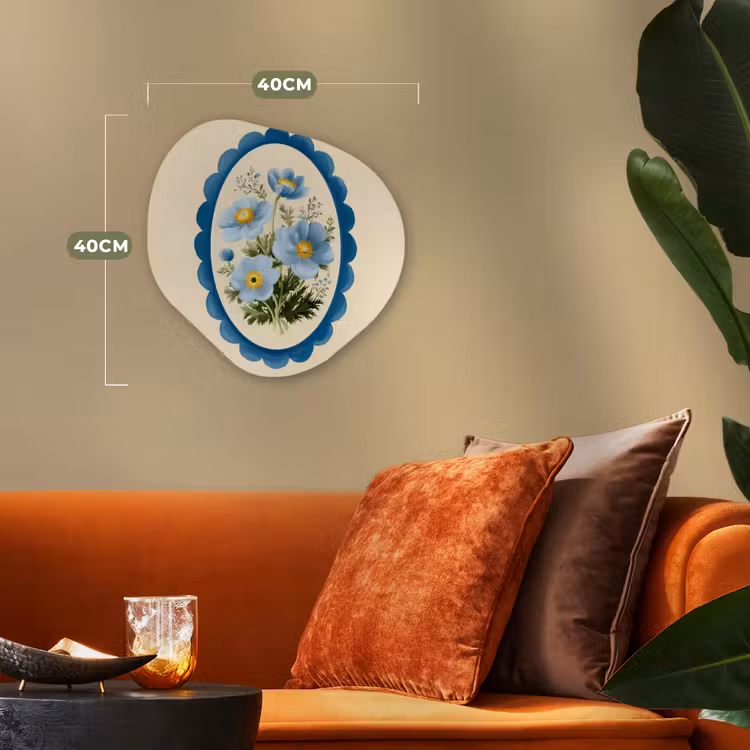 Lijst - Bloemen - Lichtblauw - Illustratie Wandcirkel Organisch Forex 3mm klein -sfeer3