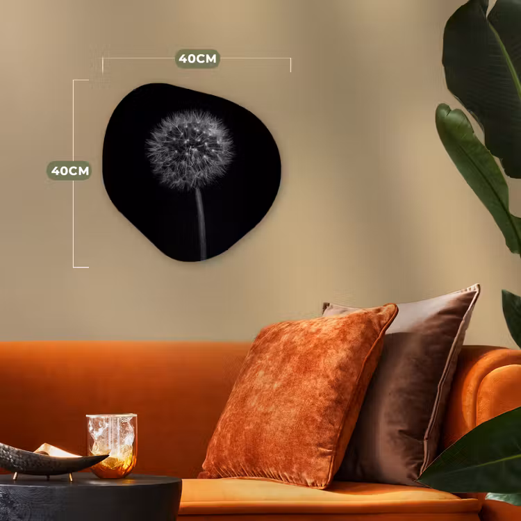 Paardenbloem - Zwart - Bloemen - Botanisch Wandcirkel Organisch Forex 3mm klein -sfeer3