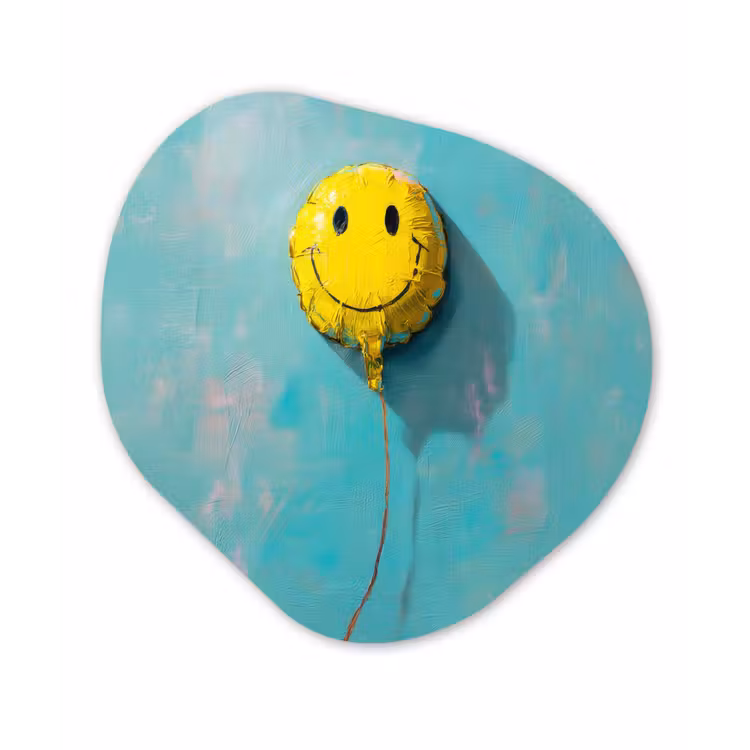 Ballon - Geel - Smiley Wandcirkel Organisch Forex 3mm klein -3d