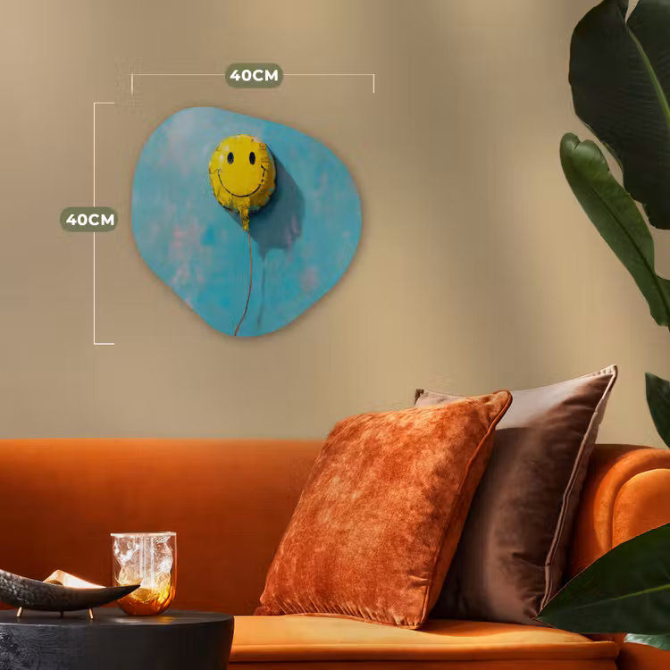 Ballon - Geel - Smiley Wandcirkel Organisch Forex 3mm klein -sfeer3