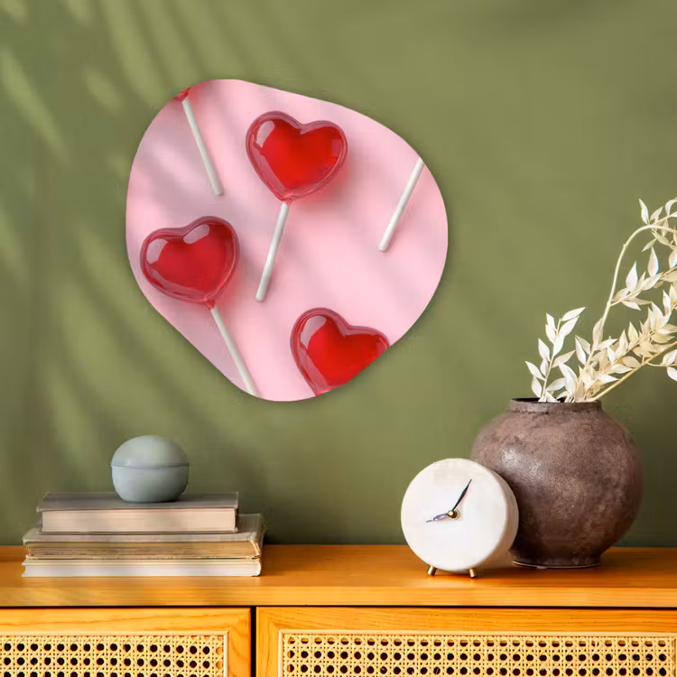 Lollies - Hartjes - Roze Wandcirkel Organisch Forex 3mm klein -sfeer2