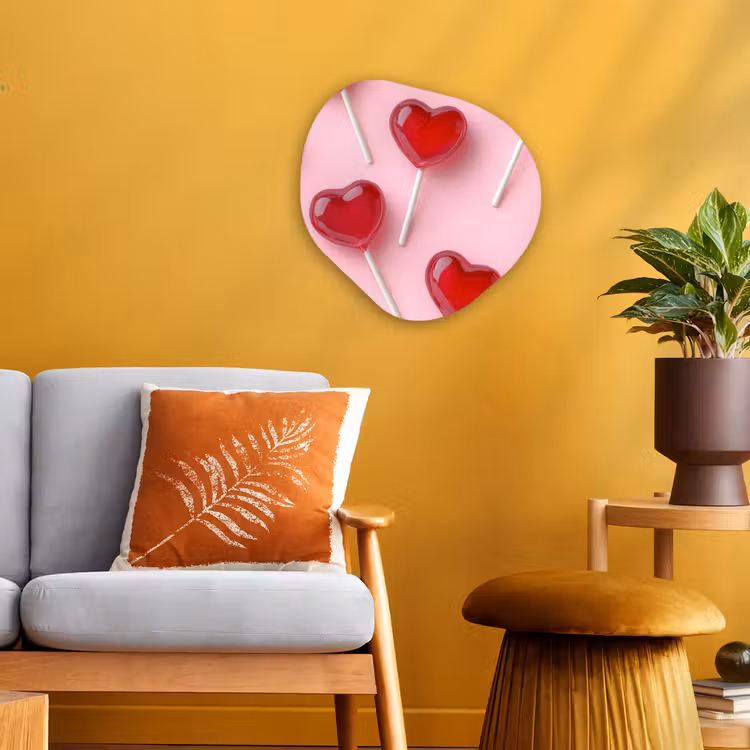 Lollies - Hartjes - Roze Wandcirkel Organisch Forex 3mm klein -sfeer4
