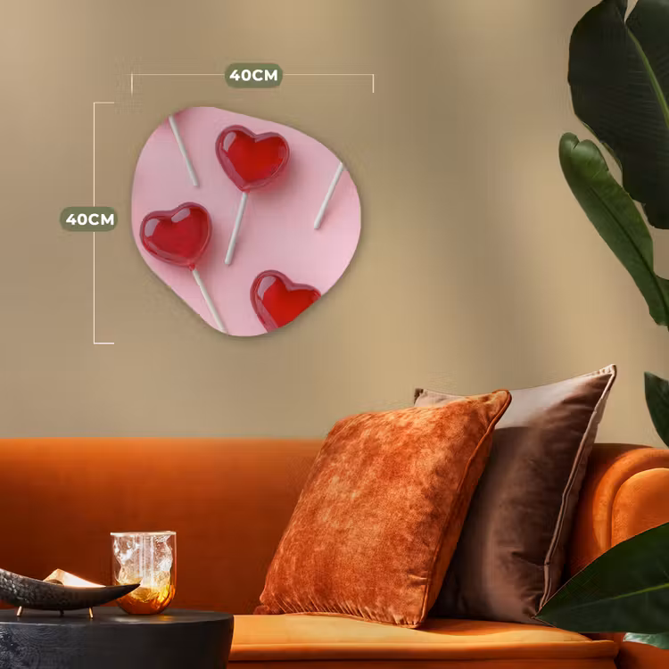 Lollies - Hartjes - Roze Wandcirkel Organisch Forex 3mm klein -sfeer3
