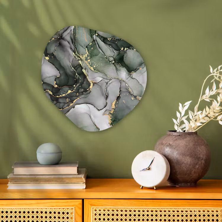 Luxe - Marmer - Groen Wandcirkel Organisch Forex 3mm klein -sfeer2