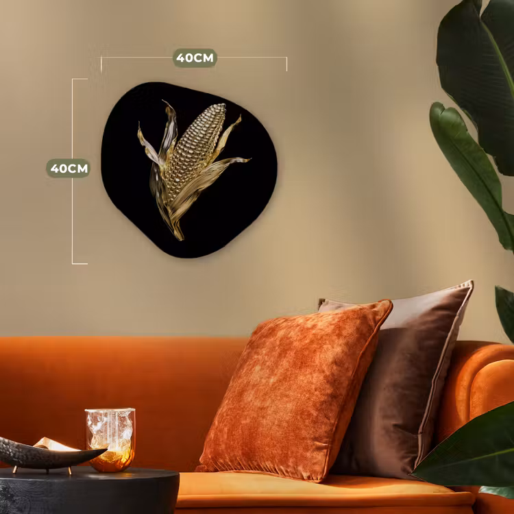 Mais - Eten - Goud - Zwart Wandcirkel Organisch Forex 3mm klein -sfeer3