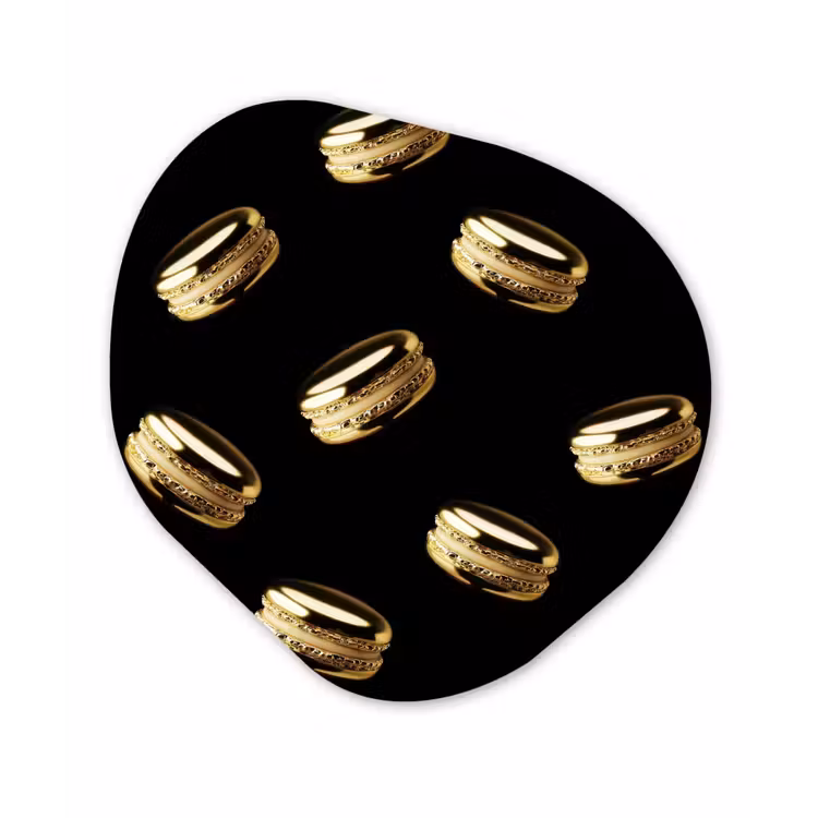 Macarons - Patroon - Goud - Zwart Wandcirkel Organisch Forex 3mm klein -3d
