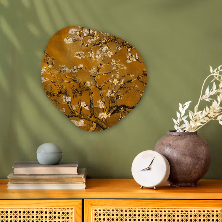 Amandelbloesem - Kunst - Van Gogh - Goud Wandcirkel Organisch Forex 3mm klein -sfeer2