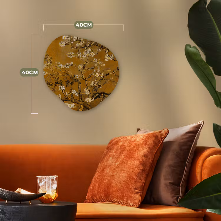 Amandelbloesem - Kunst - Van Gogh - Goud Wandcirkel Organisch Forex 3mm klein -sfeer3