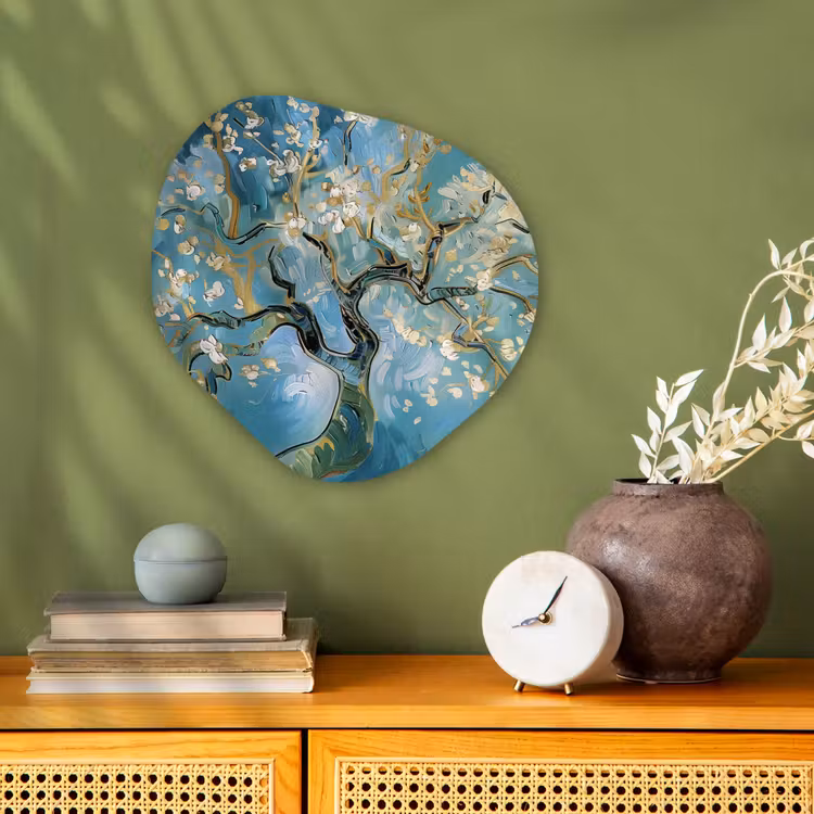 Amandelbloesem boom - Blauw - Abstract Wandcirkel Organisch Forex 3mm klein -sfeer2