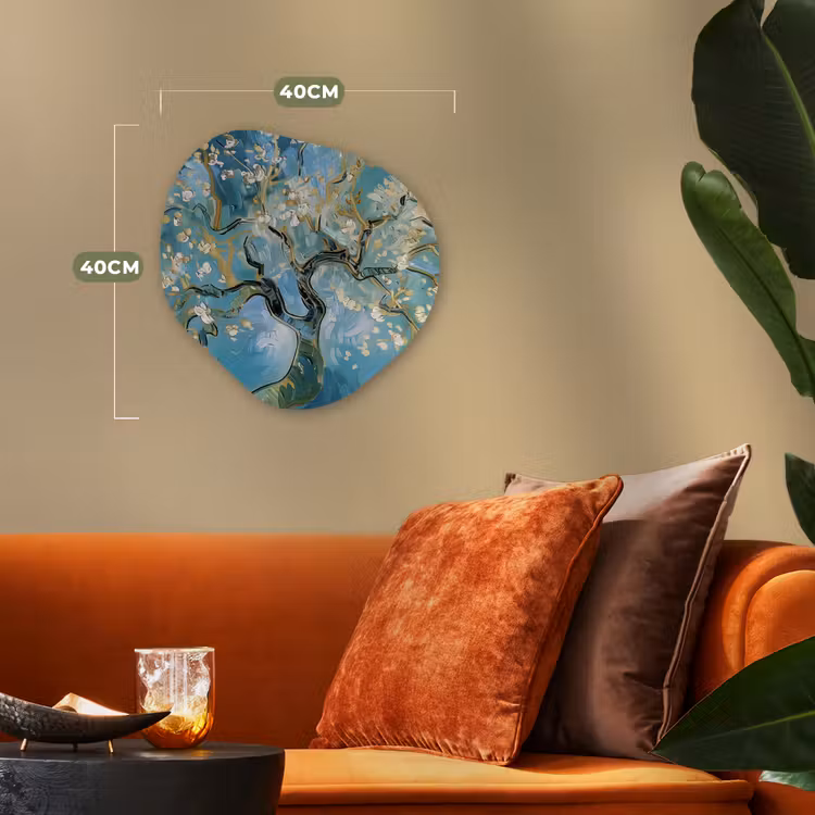 Amandelbloesem boom - Blauw - Abstract Wandcirkel Organisch Forex 3mm klein -sfeer3