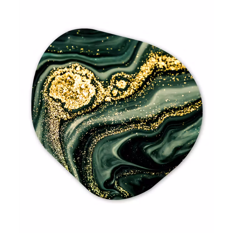 Marmer - Goud - Glitter - Groen - Marmerlook - Luxe Wandcirkel Organisch Forex 3mm klein -3d