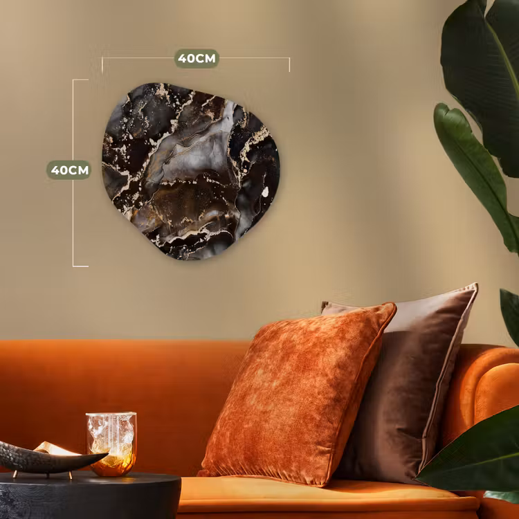 Marmer - Goud - Glitter - Luxe Wandcirkel Organisch Forex 3mm klein -sfeer3