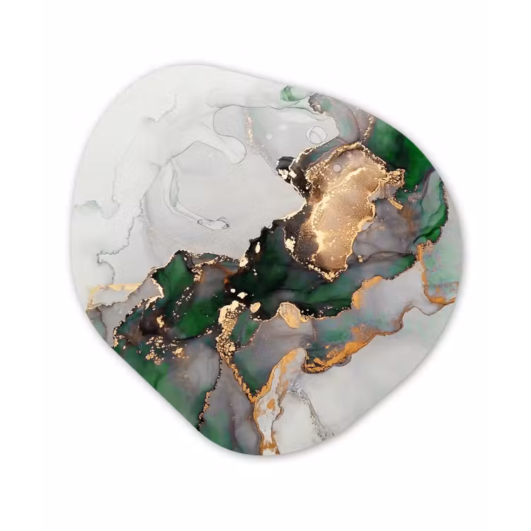 Marmer - Goud - Groen - Luxe Wandcirkel Organisch Forex 3mm klein -3d